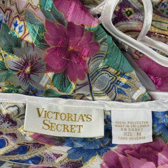 Vintage Victorias Secret Gold Label Lingerie Medium Teddie Floral Sheer Ruffle - Picture 5 of 11